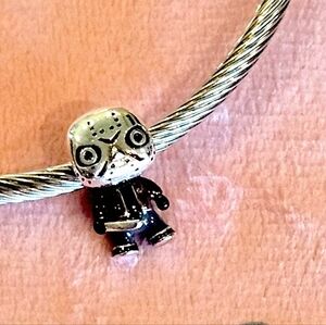 LINX DISCOUNTINUED Sterling Silver Jason Mask Halloween Scary Bracelet Charm